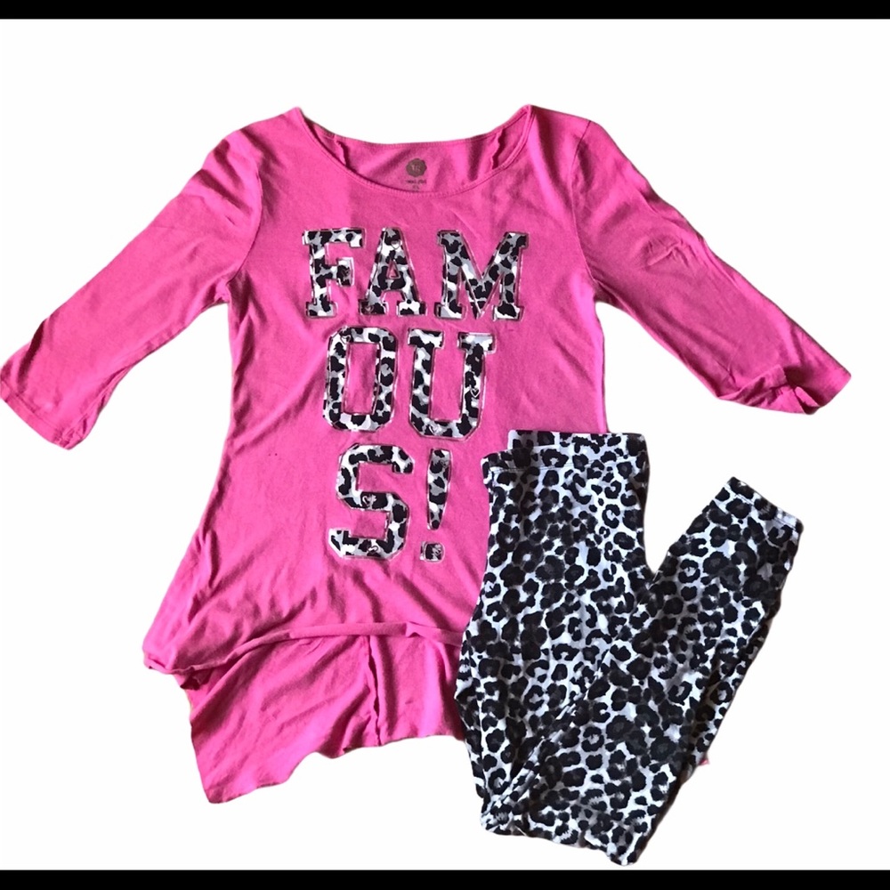 Total Girl Hem Top And Leopard Print Legging